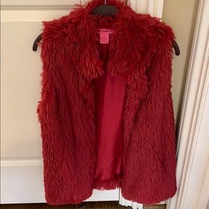 Vest! Betsey Johnson red furry vest